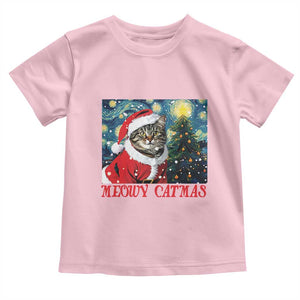 Santa Cat Christmas Baby Shirt Meowy Catmas Starry Night Christmas Tree TS09 Light Pink Print Your Wear