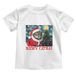 Santa Cat Christmas Baby Shirt Meowy Catmas Starry Night Christmas Tree TS09 White Print Your Wear