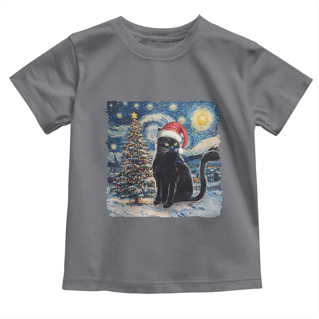 Christmas Black Cat Baby Shirt Meowy Catmas Starry Night Santa Cat TS09 Charcoal Print Your Wear