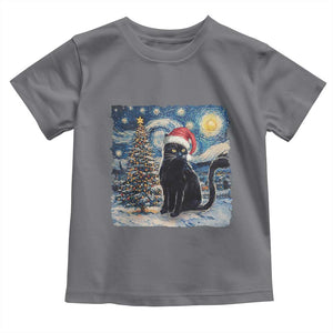 Christmas Black Cat Baby Shirt Meowy Catmas Starry Night Santa Cat TS09 Charcoal Print Your Wear