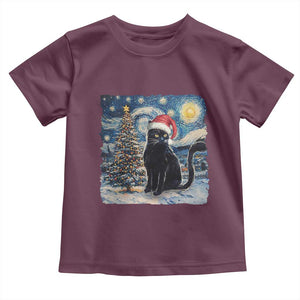 Christmas Black Cat Baby Shirt Meowy Catmas Starry Night Santa Cat TS09 Maroon Print Your Wear