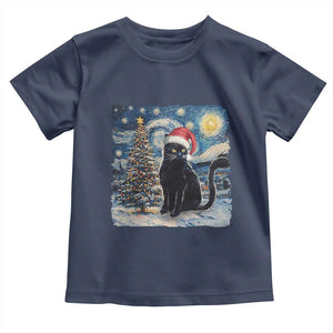 Christmas Black Cat Baby Shirt Meowy Catmas Starry Night Santa Cat TS09 Navy Print Your Wear