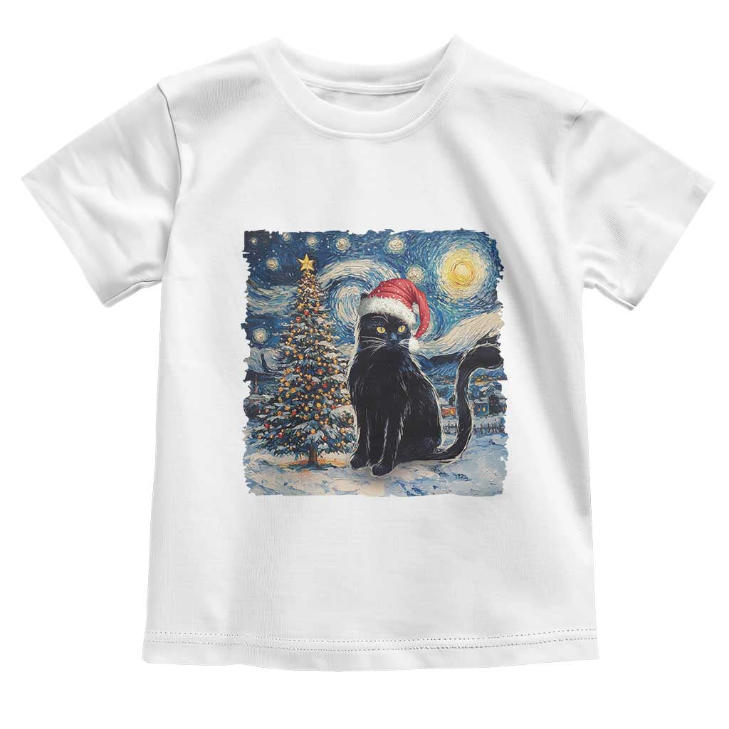 Christmas Black Cat Baby Shirt Meowy Catmas Starry Night Santa Cat TS09 White Print Your Wear