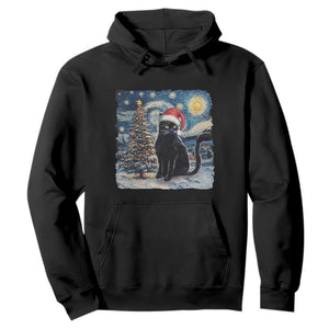 Christmas Black Cat Hoodie Meowy Catmas Starry Night Santa Cat TS09 Black Print Your Wear