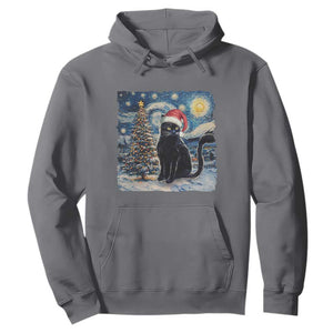 Christmas Black Cat Hoodie Meowy Catmas Starry Night Santa Cat TS09 Charcoal Print Your Wear