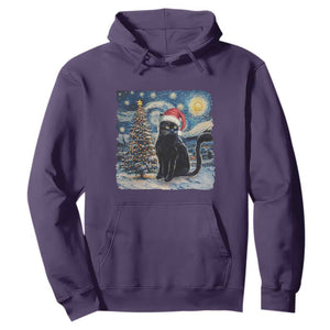 Christmas Black Cat Hoodie Meowy Catmas Starry Night Santa Cat TS09 Purple Print Your Wear