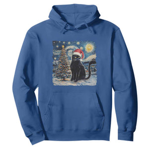 Christmas Black Cat Hoodie Meowy Catmas Starry Night Santa Cat TS09 Royal Blue Print Your Wear