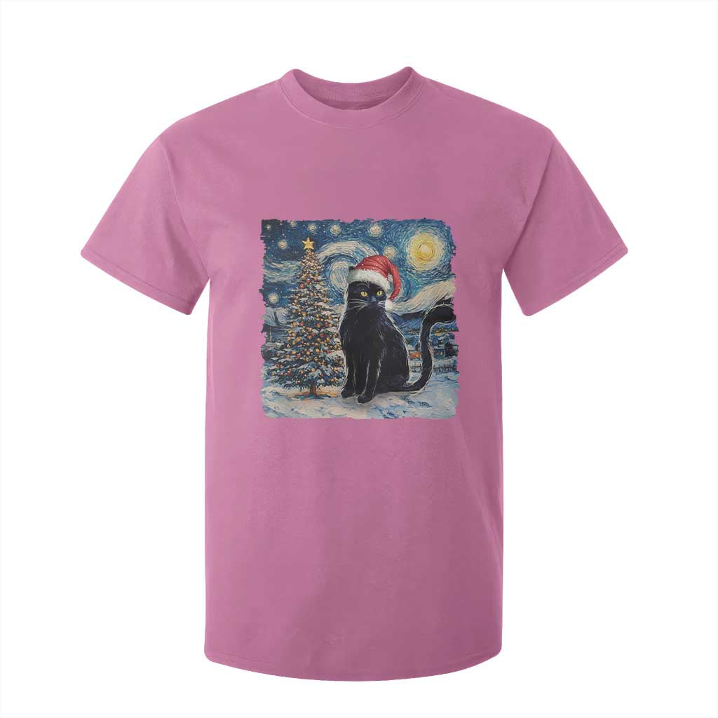 Christmas Black Cat T Shirt For Kid Meowy Catmas Starry Night Santa Cat TS09 Azalea Print Your Wear