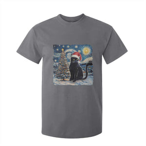 Christmas Black Cat T Shirt For Kid Meowy Catmas Starry Night Santa Cat TS09 Charcoal Print Your Wear