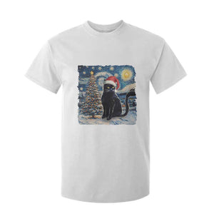 Christmas Black Cat T Shirt For Kid Meowy Catmas Starry Night Santa Cat TS09 White Print Your Wear