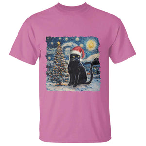 Christmas Black Cat T Shirt Meowy Catmas Starry Night Santa Cat TS09 Azalea Print Your Wear