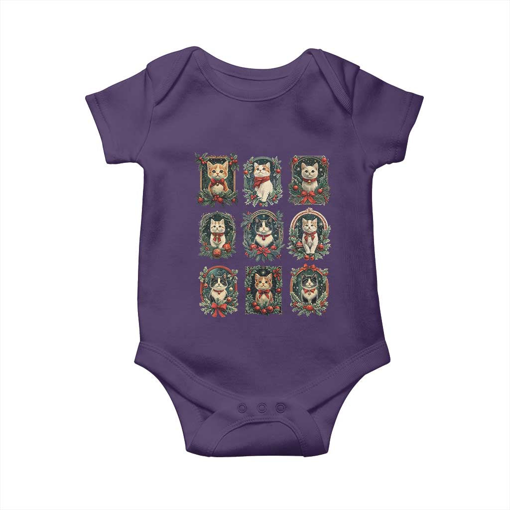 Christmas Cat Baby Onesie Vintage Kitten Victorian Holly Wreath TS09 Purple Print Your Wear