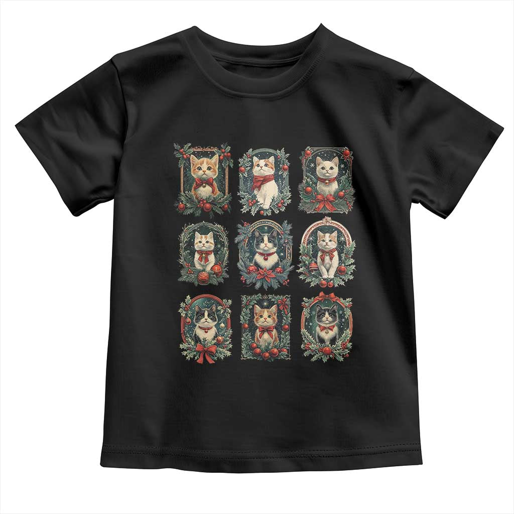 Christmas Cat Baby Shirt Vintage Kitten Victorian Holly Wreath TS09 Black Print Your Wear