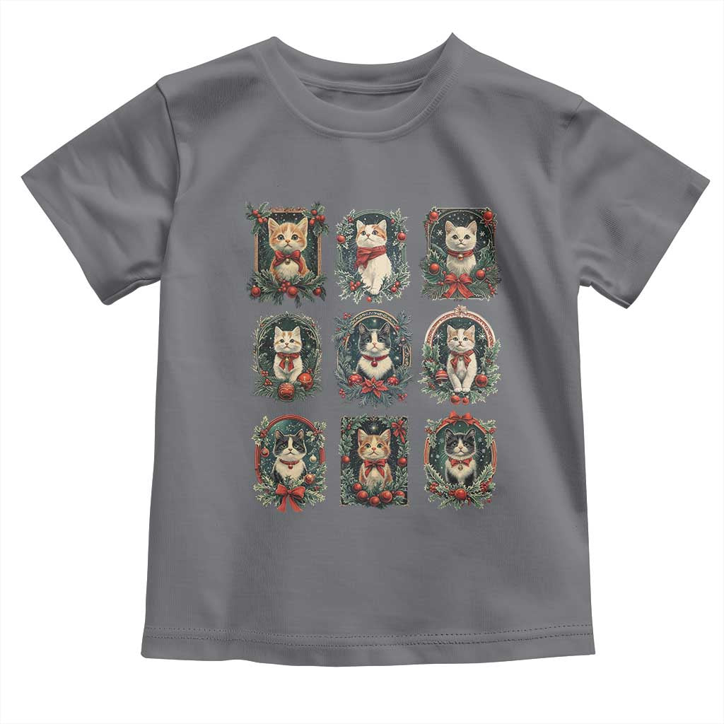 Christmas Cat Baby Shirt Vintage Kitten Victorian Holly Wreath TS09 Charcoal Print Your Wear