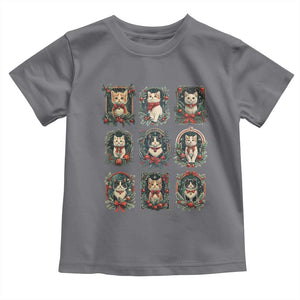 Christmas Cat Baby Shirt Vintage Kitten Victorian Holly Wreath TS09 Charcoal Print Your Wear