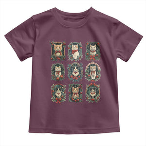 Christmas Cat Baby Shirt Vintage Kitten Victorian Holly Wreath TS09 Maroon Print Your Wear