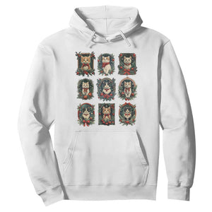 Christmas Cat Hoodie Vintage Kitten Victorian Holly Wreath TS09 White Print Your Wear