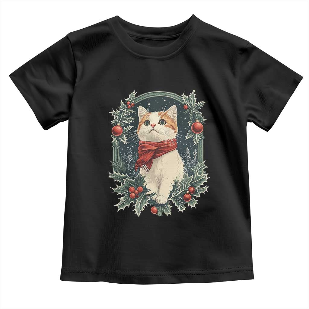 Christmas Cat Baby Shirt Vintage Kitten Victorian Royal Holly TS09 Black Print Your Wear