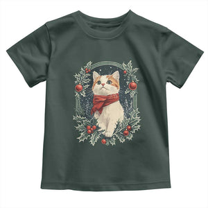 Christmas Cat Baby Shirt Vintage Kitten Victorian Royal Holly TS09 Dark Forest Green Print Your Wear