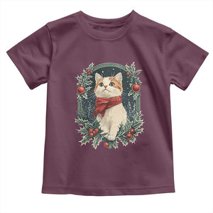 Christmas Cat Baby Shirt Vintage Kitten Victorian Royal Holly TS09 Maroon Print Your Wear