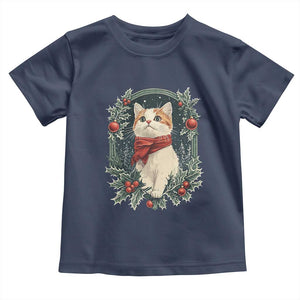 Christmas Cat Baby Shirt Vintage Kitten Victorian Royal Holly TS09 Navy Print Your Wear