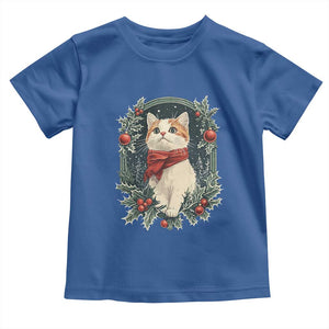 Christmas Cat Baby Shirt Vintage Kitten Victorian Royal Holly TS09 Royal Blue Print Your Wear