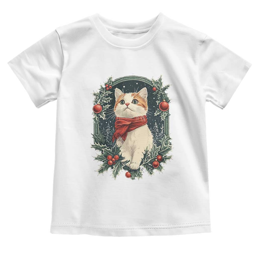 Christmas Cat Baby Shirt Vintage Kitten Victorian Royal Holly TS09 White Print Your Wear