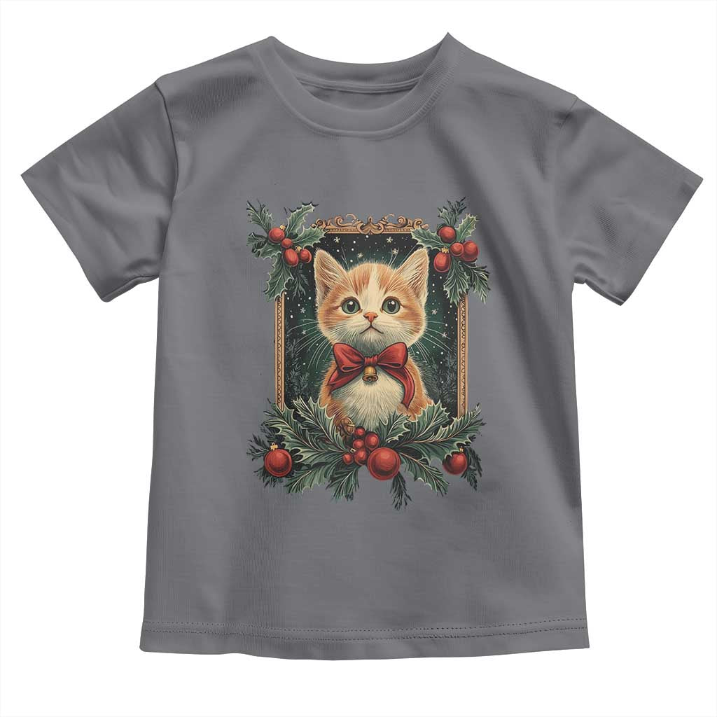 Christmas Cat Baby Shirt Vintage Kitten Royal Victorian Holly Wreath TS09 Charcoal Print Your Wear