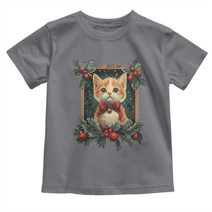 Christmas Cat Baby Shirt Vintage Kitten Royal Victorian Holly Wreath TS09 Charcoal Print Your Wear