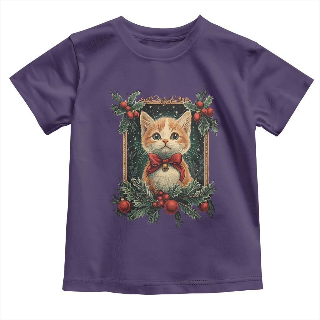 Christmas Cat Baby Shirt Vintage Kitten Royal Victorian Holly Wreath TS09 Purple Print Your Wear