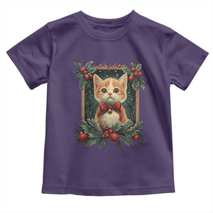 Christmas Cat Baby Shirt Vintage Kitten Royal Victorian Holly Wreath TS09 Purple Print Your Wear