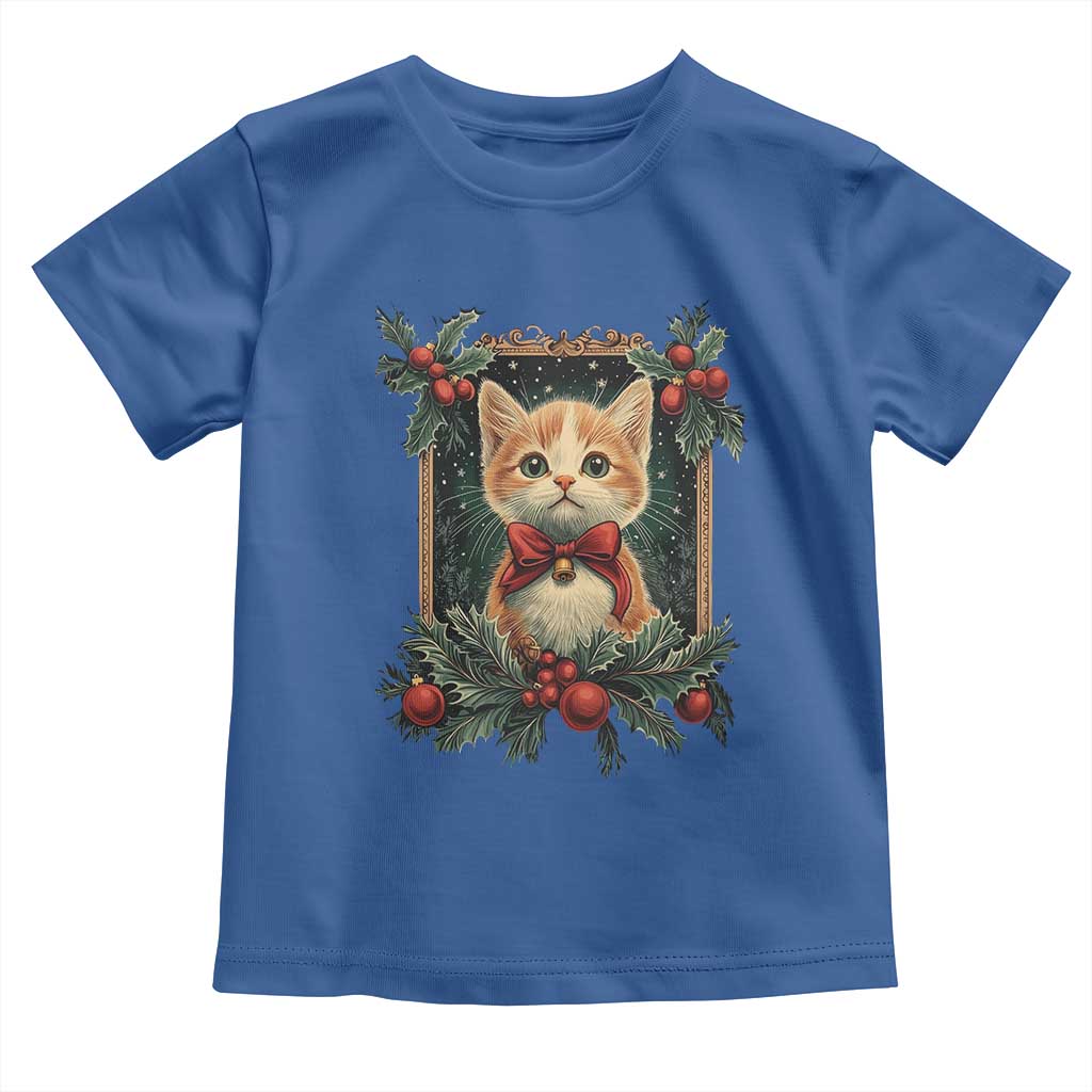 Christmas Cat Baby Shirt Vintage Kitten Royal Victorian Holly Wreath TS09 Royal Blue Print Your Wear