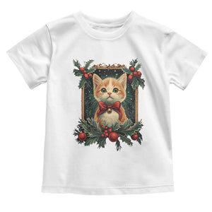 Christmas Cat Baby Shirt Vintage Kitten Royal Victorian Holly Wreath TS09 White Print Your Wear