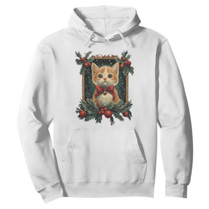 Christmas Cat Hoodie Vintage Kitten Royal Victorian Holly Wreath TS09 White Print Your Wear