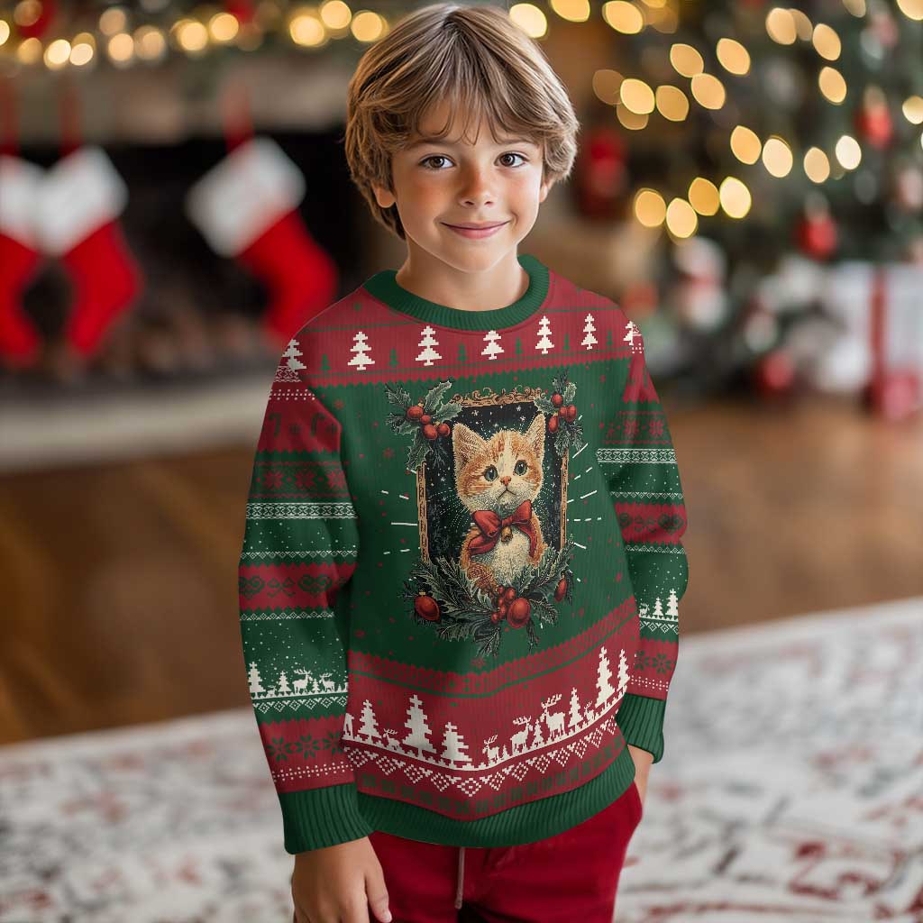 Xmas Cat Ugly Christmas Sweater Vintage Kitten Royal Victorian Holly Wreath TS09 Christmas Print Your Wear