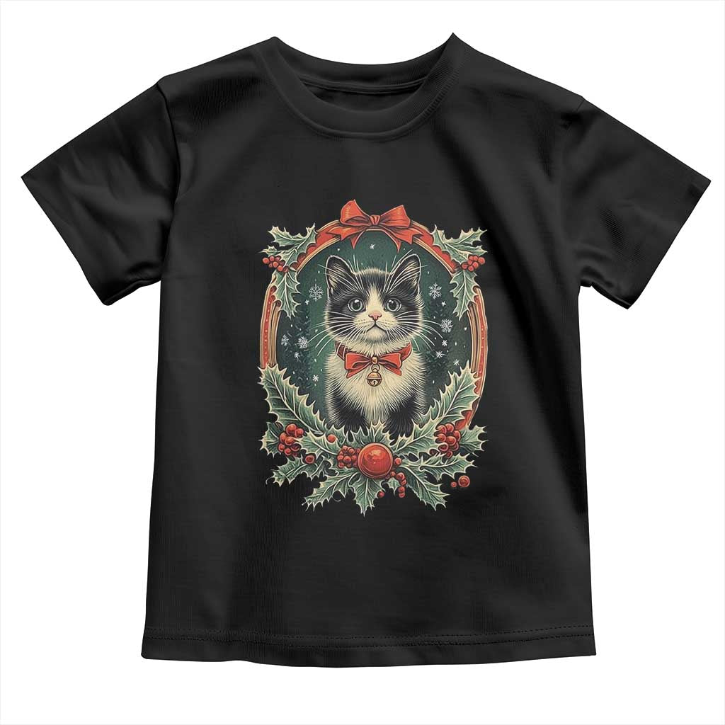 Christmas Cat Baby Shirt Vintage Kitten Royal Holly Victorian Wreath TS09 Black Print Your Wear