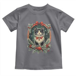 Christmas Cat Baby Shirt Vintage Kitten Royal Holly Victorian Wreath TS09 Charcoal Print Your Wear