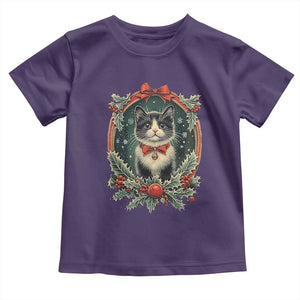 Christmas Cat Baby Shirt Vintage Kitten Royal Holly Victorian Wreath TS09 Purple Print Your Wear