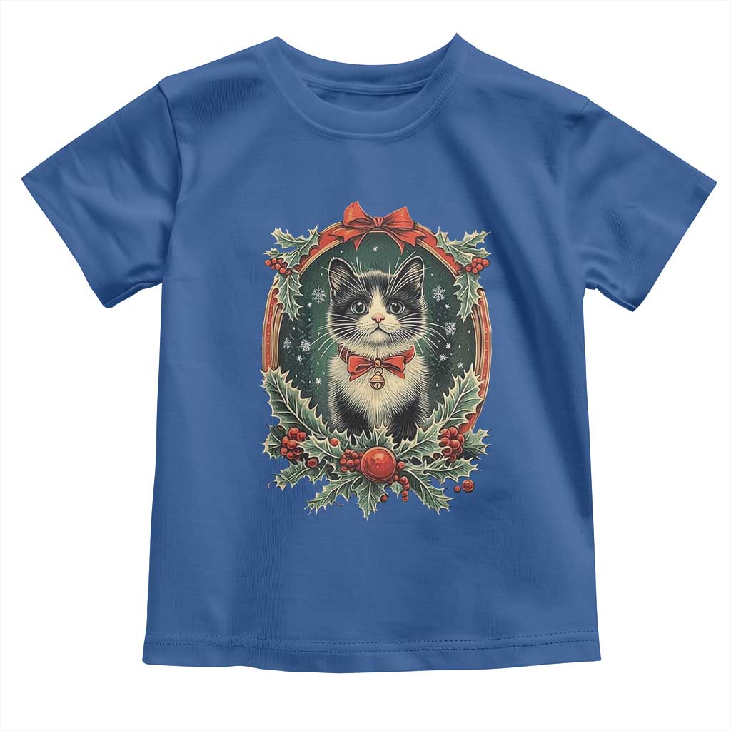 Christmas Cat Baby Shirt Vintage Kitten Royal Holly Victorian Wreath TS09 Royal Blue Print Your Wear