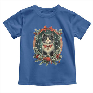 Christmas Cat Baby Shirt Vintage Kitten Royal Holly Victorian Wreath TS09 Royal Blue Print Your Wear