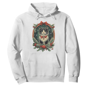Christmas Cat Hoodie Vintage Kitten Royal Holly Victorian Wreath TS09 White Print Your Wear