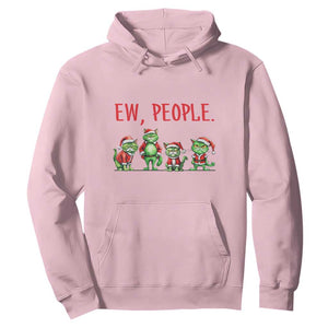 Funny Christmas Cat Hoodie Ew People Green Cat Santa TS09 Light Pink Print Your Wear