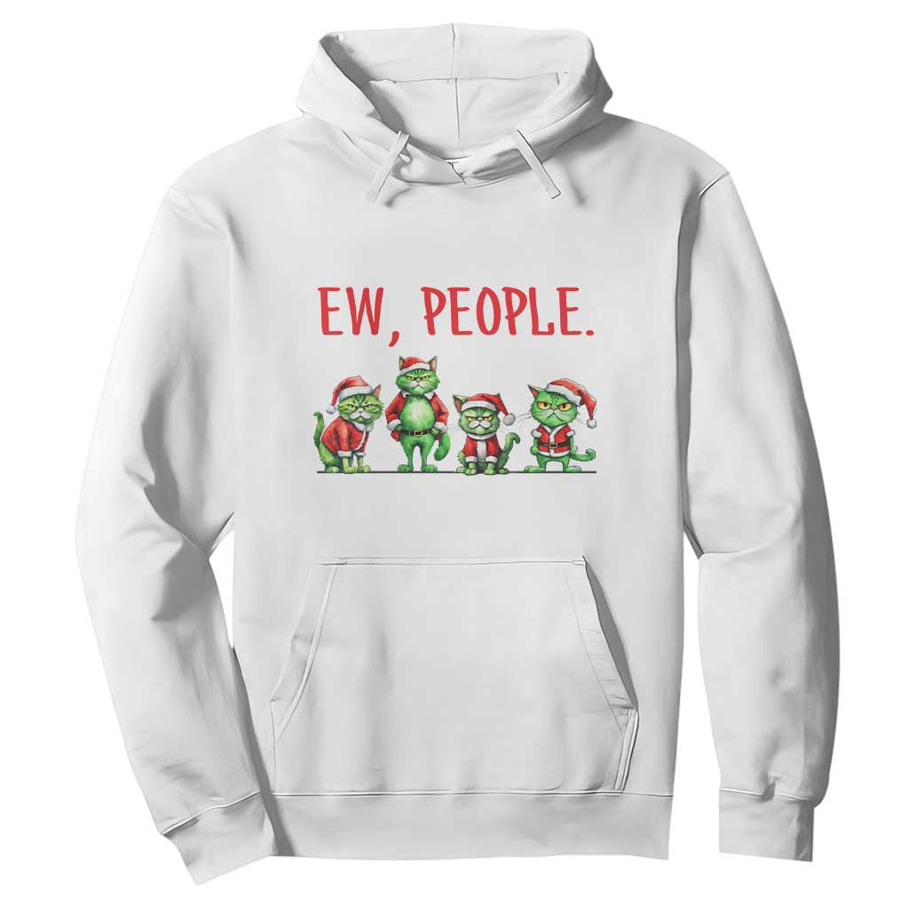 Funny Christmas Cat Hoodie Ew People Green Cat Santa TS09 White Print Your Wear