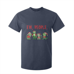 Funny Christmas Cat T Shirt For Kid Ew People Green Cat Santa TS09 Navy Print Your Wear