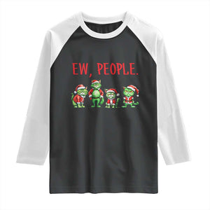 Funny Christmas Cat Raglan Shirt Ew People Green Cat Santa TS09 Black White Print Your Wear