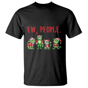 Funny Christmas Cat T Shirt Ew People Green Cat Santa TS09 Black Print Your Wear
