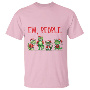 Funny Christmas Cat T Shirt Ew People Green Cat Santa TS09 Light Pink Print Your Wear