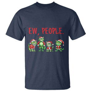 Funny Christmas Cat T Shirt Ew People Green Cat Santa TS09 Navy Print Your Wear