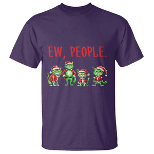Funny Christmas Cat T Shirt Ew People Green Cat Santa TS09 Purple Print Your Wear