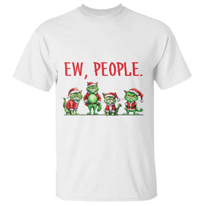 Funny Christmas Cat T Shirt Ew People Green Cat Santa TS09 White Print Your Wear